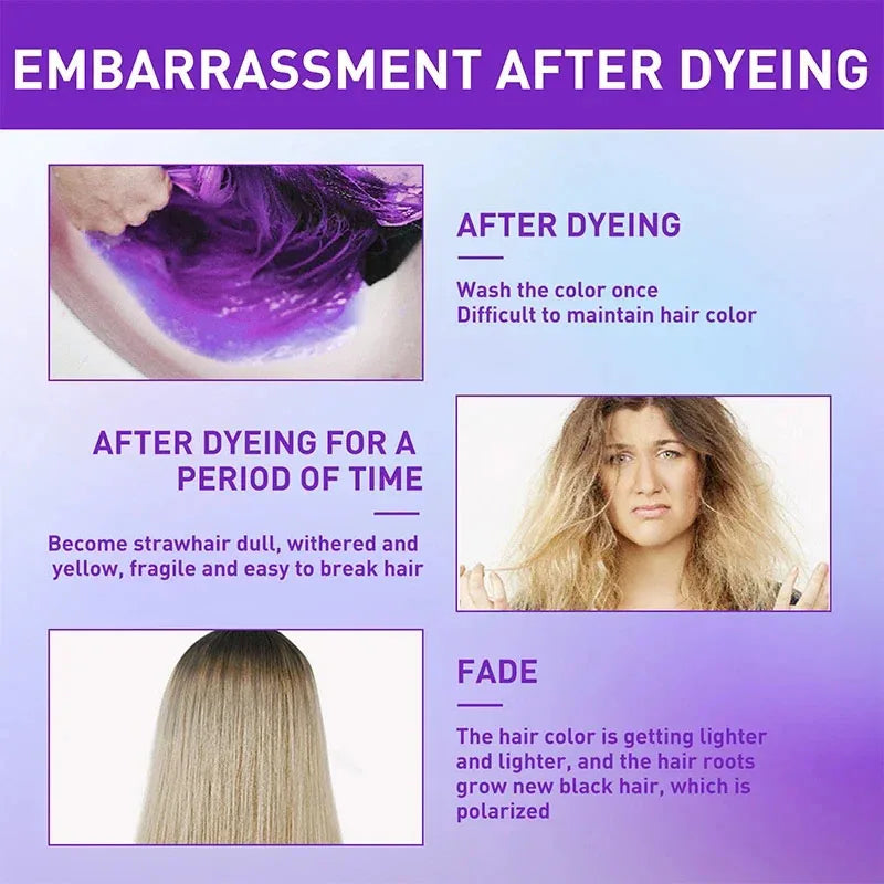Purple Hair Dye Shampoo for Blonde to Cover Gray Non-irritating Hair Fading Yellow After Bleach Hair Shampoo Gray Hair Remedy Qme