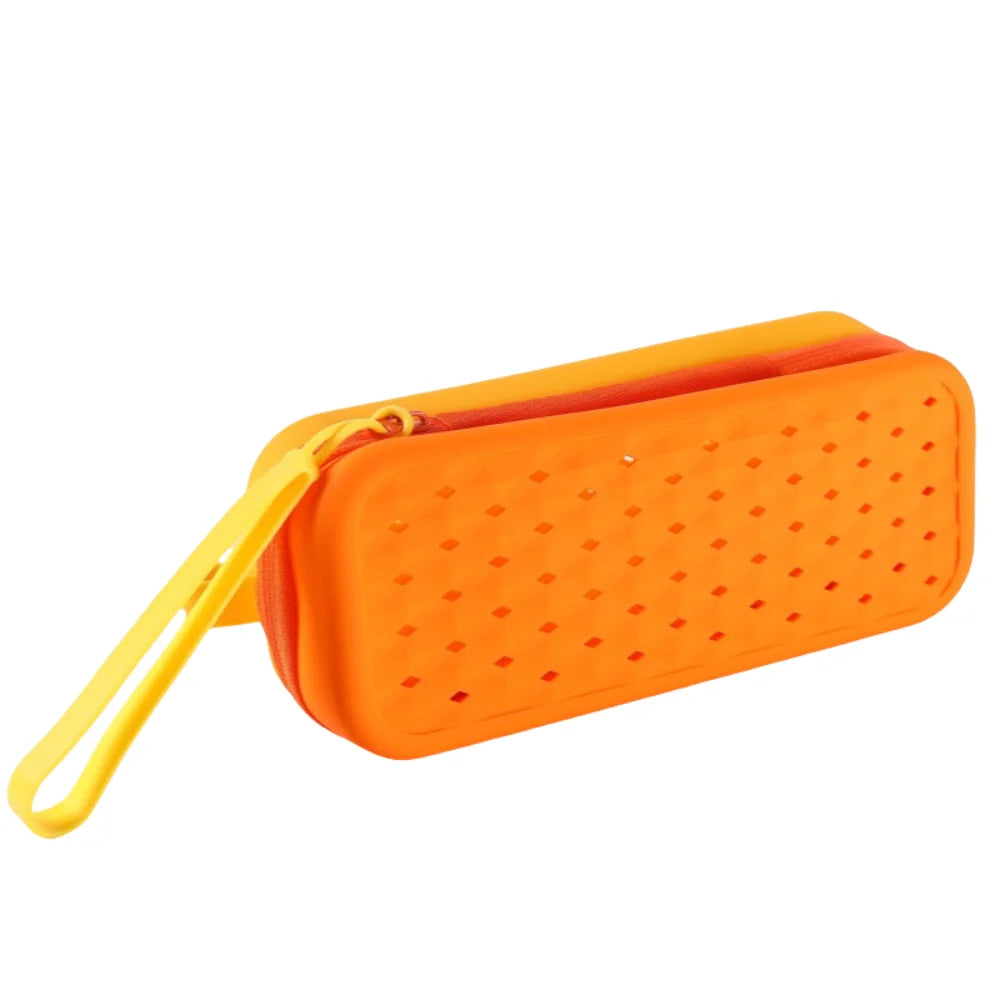 Portable Silicone Swim Goggle Case Waterproof Breathable Swimming Goggles Protection Box with Drain Hole with Carabiners Qme Orange