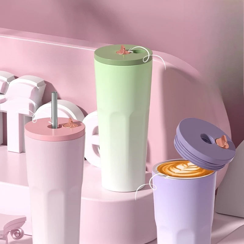 Gradient Automatic Pop-up Straw Coffee Wkij Cup Qme