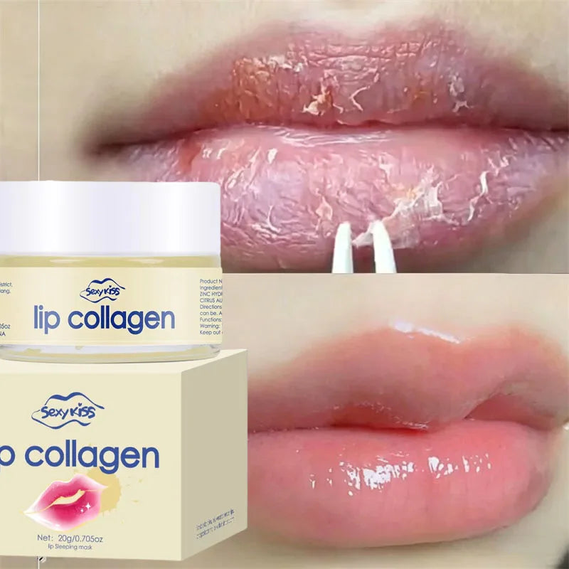Hyaluronic Acid Collagen Sleep Lip Mask 20g Deep Hydration Lasting Moisturizing Exfoliation Day and Night Can Be Given as a Gift Qme