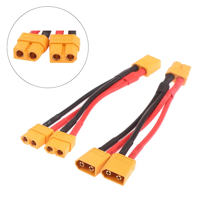 Male Female Cable Dual Extension Y Splitter 3-Way 14AWG Silicone Wire Qme