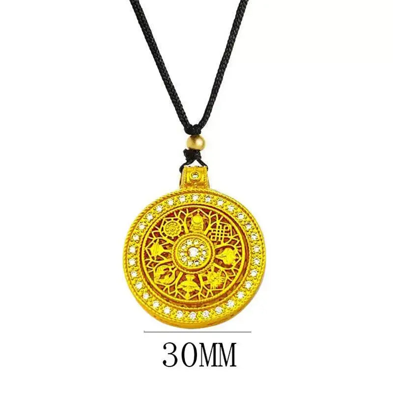 Vintage Ruyi Rotatable Pendant Good Fortune Necklace Women Fashion Versatile Round Pendant Necklace Jewelry Gifts Qme B
