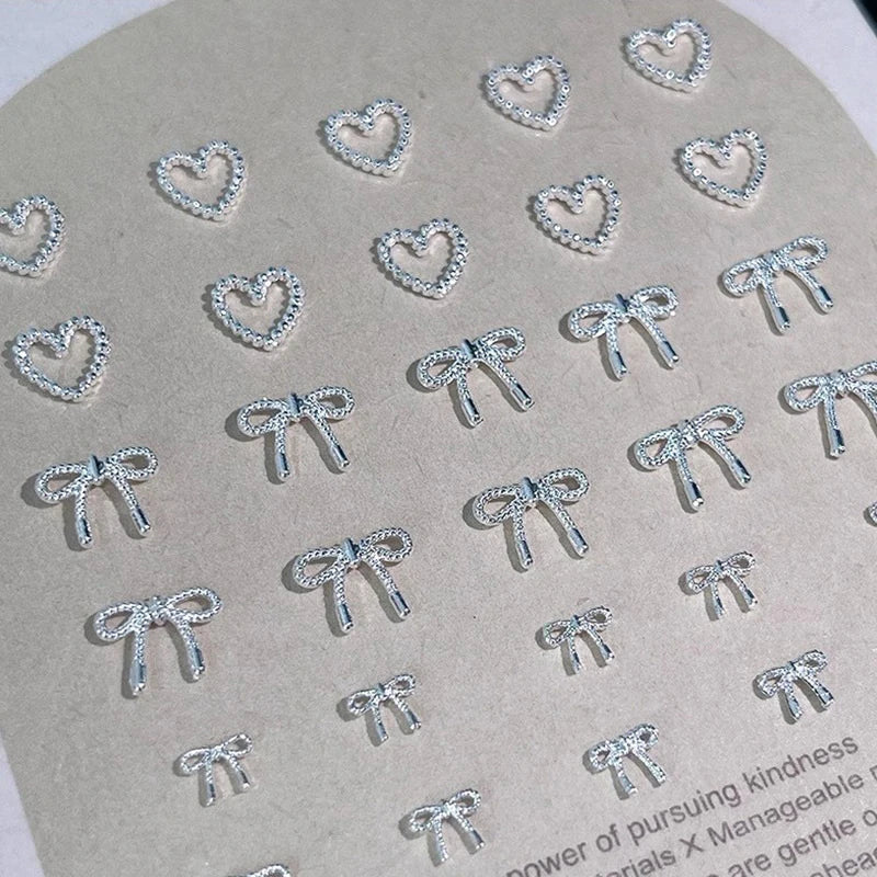 Alloy Bowknot Love Nails Art Charms Decorations 3D Luxury Metal Qme