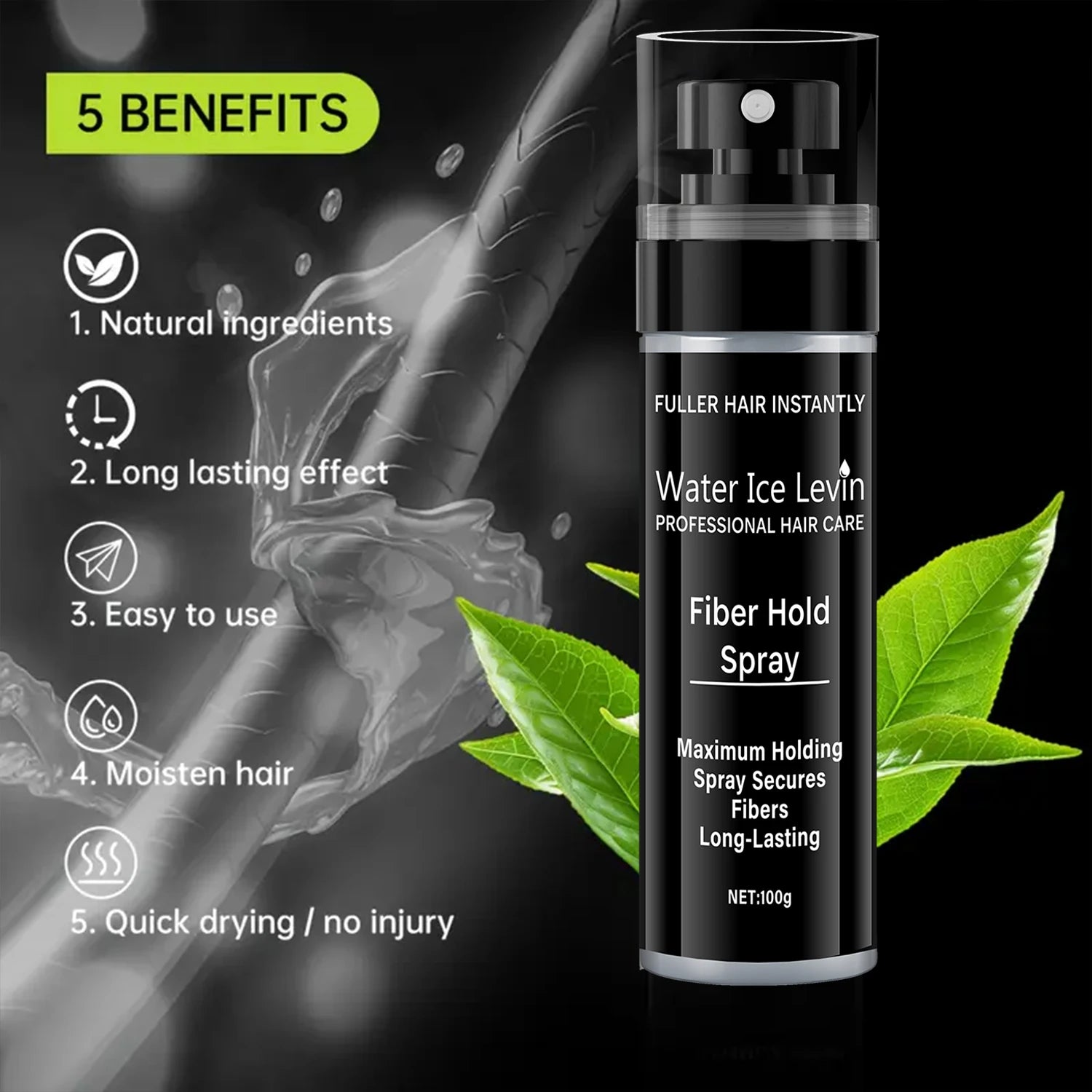 Fiber Spray, 100 ml - Easy to Use, Long-Lasting Volume and Texture, Suitable for All Hair Types, with a Natural and Full Appearance Qme