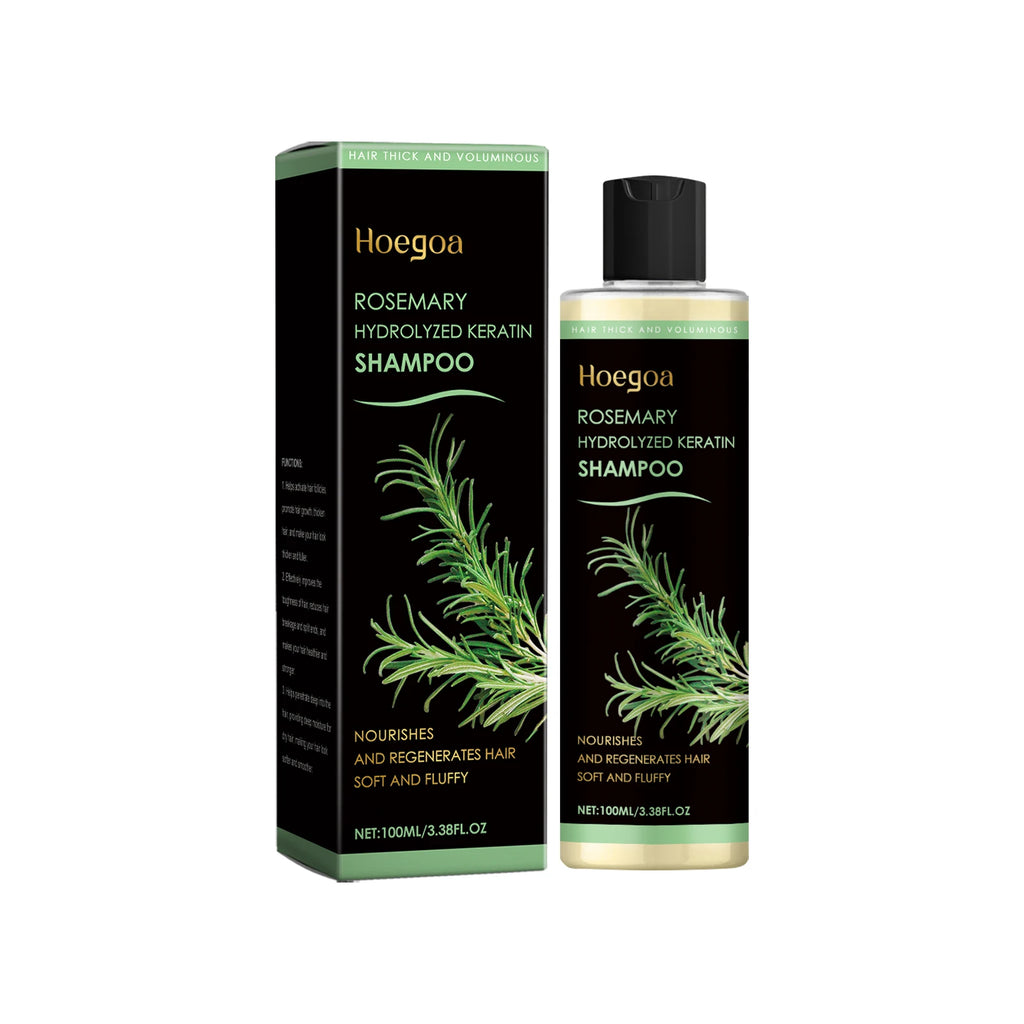 Hoegoa Organic Rosemary Hair Growth Shampoo Thicken Hair Strengther Nourishing Hydrolyzed Keratin Anti Hair Loss Shampoo 100ml Qme 100ml Boxed