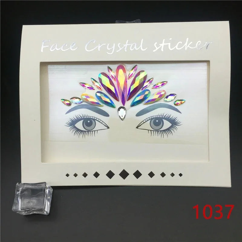 Face Gems Rhinestone Temporary Tattoo Jewels Festival Party Body Eyes Glitter Stickers Flash Mermaid Temporary Tattoos Sticker Qme 1037