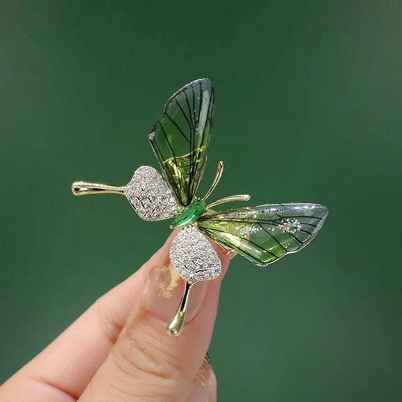Butterfly Brooch Insect Corsage Women's Accessory Acrylic Transparent Wings High-grade Clothing Pin Qme