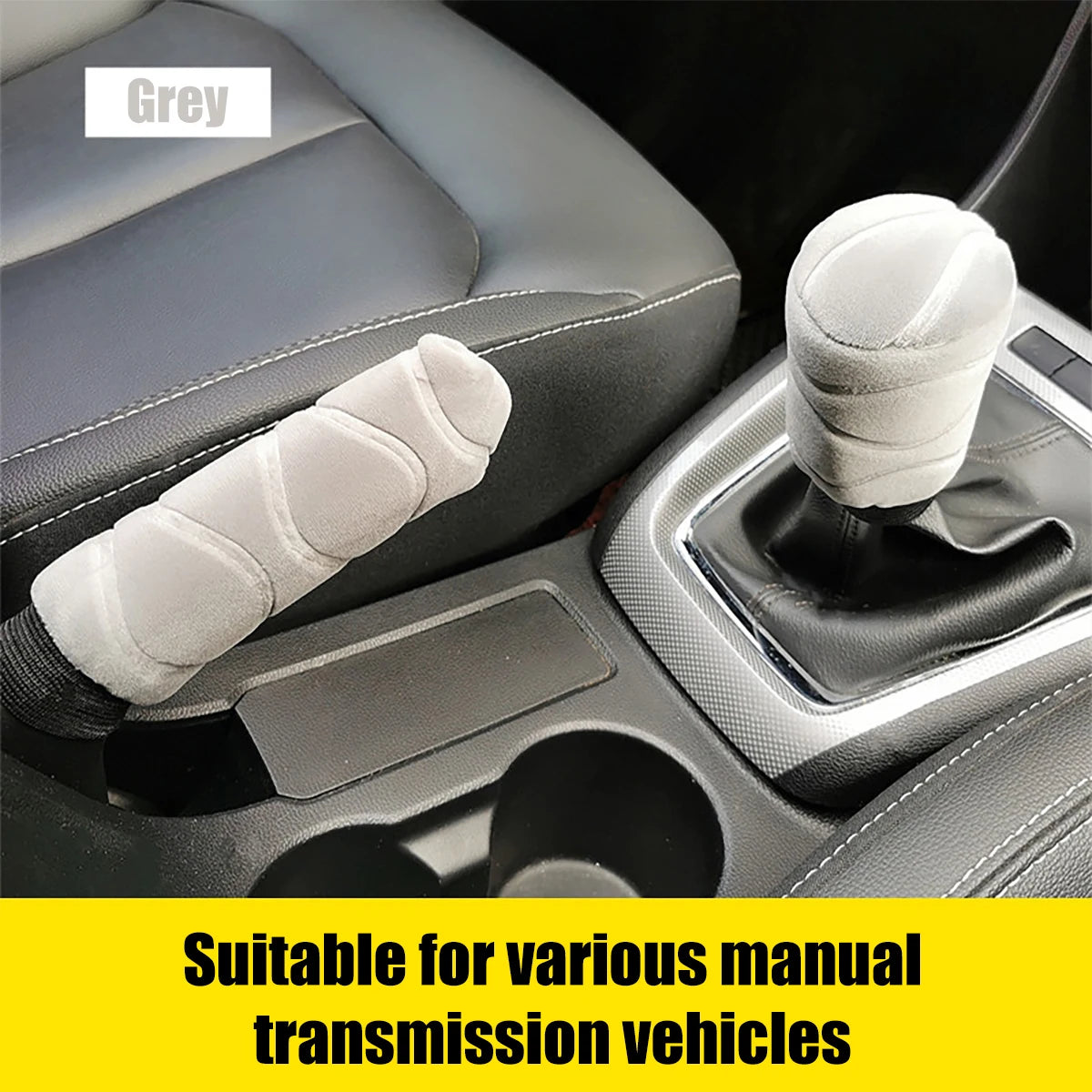 2-piece Car Gear Lever Plush Handbrake General Motors Interior Qme GRAY