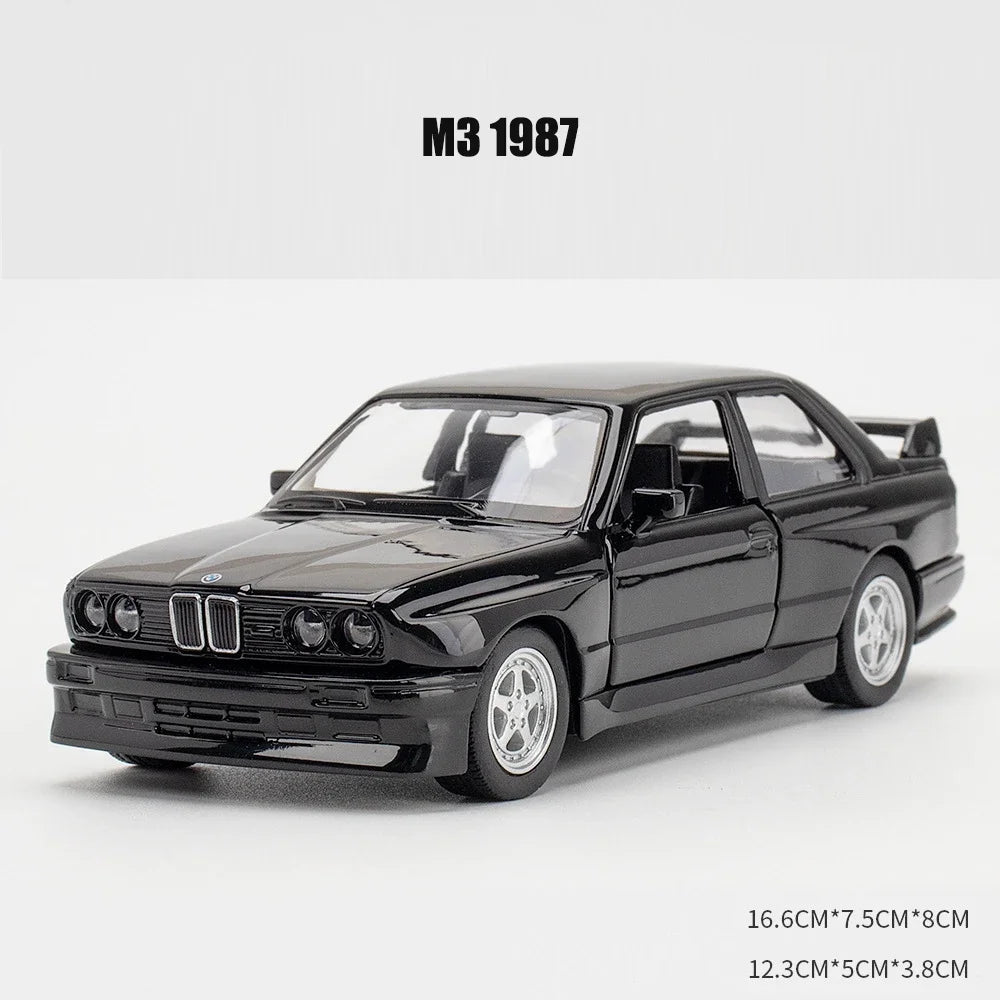 1:36 M3 1987 Diecast Alloy Car Model Metal Pull Back Simulation Car Toy Sports Car Ornament With To Open The Door For Kids Gift Qme M3 Black-with box