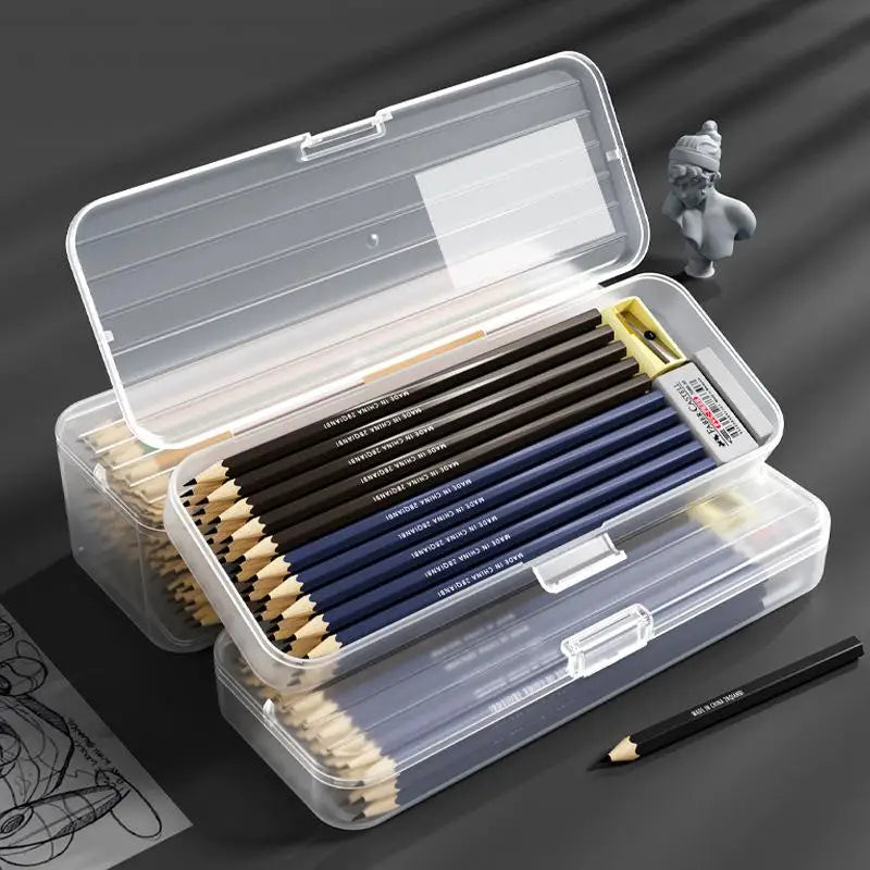 Student Simple Stationery Box Pencil Case Water Pen Transparent Holder Qme
