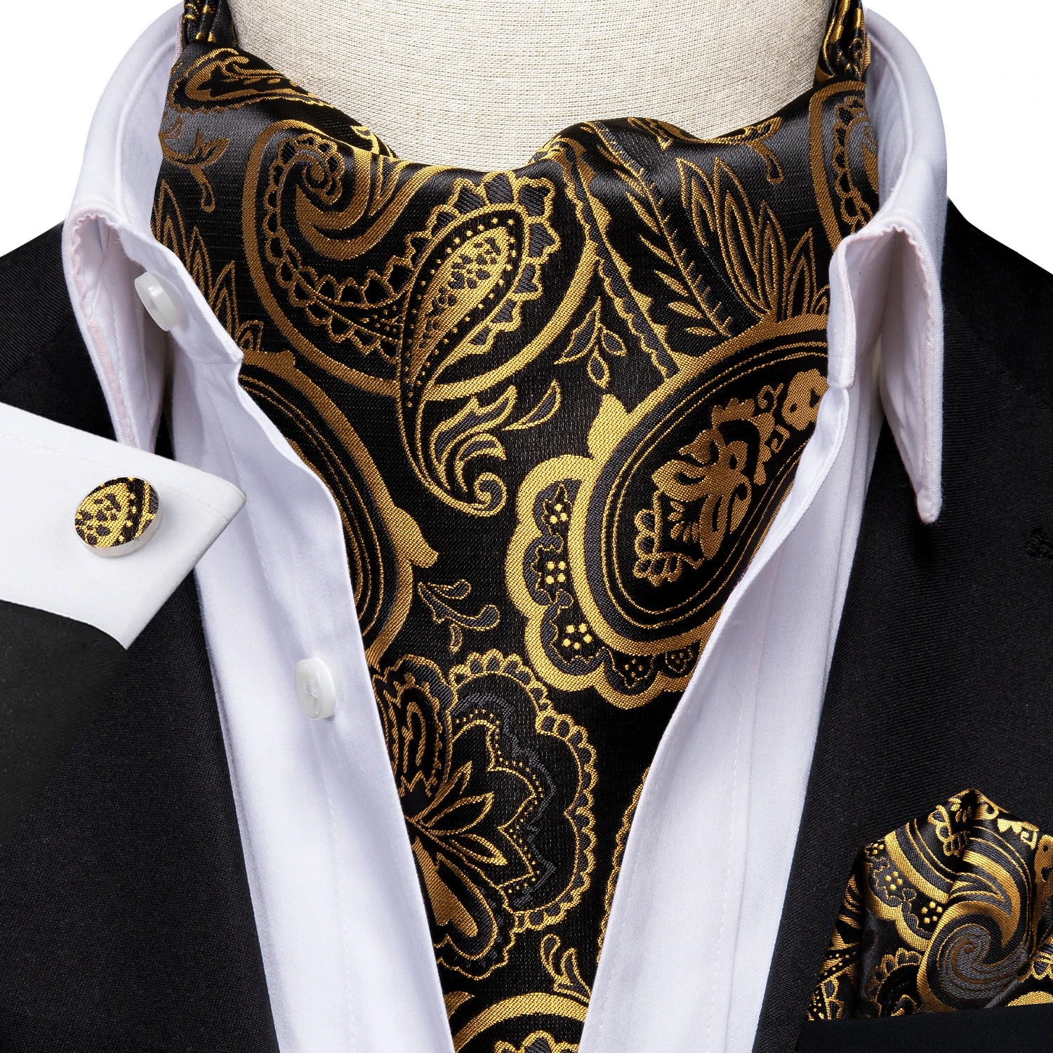 Silk Mens Ascot Black Pink Blue Red Gold Green Purple White Beige
