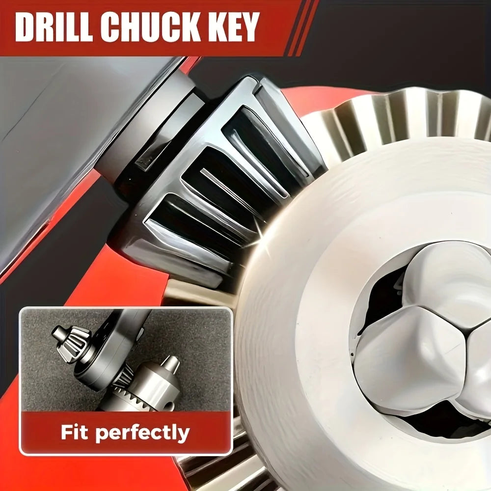 3-In-1 ratchet drill chuck wrench set with replaceable head, three-speed fast ratchet, forward and reverse function and anti-ski Qme
