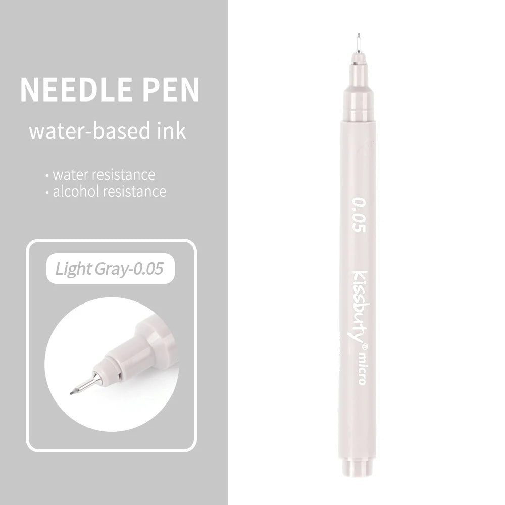 Micro-Pen Fineliner Pens,Color Pigment Liner Multiliner Archival Ink Micro Fine Point Pens for Sketching, Drawing, Journaling Qme 0.05-Light gray