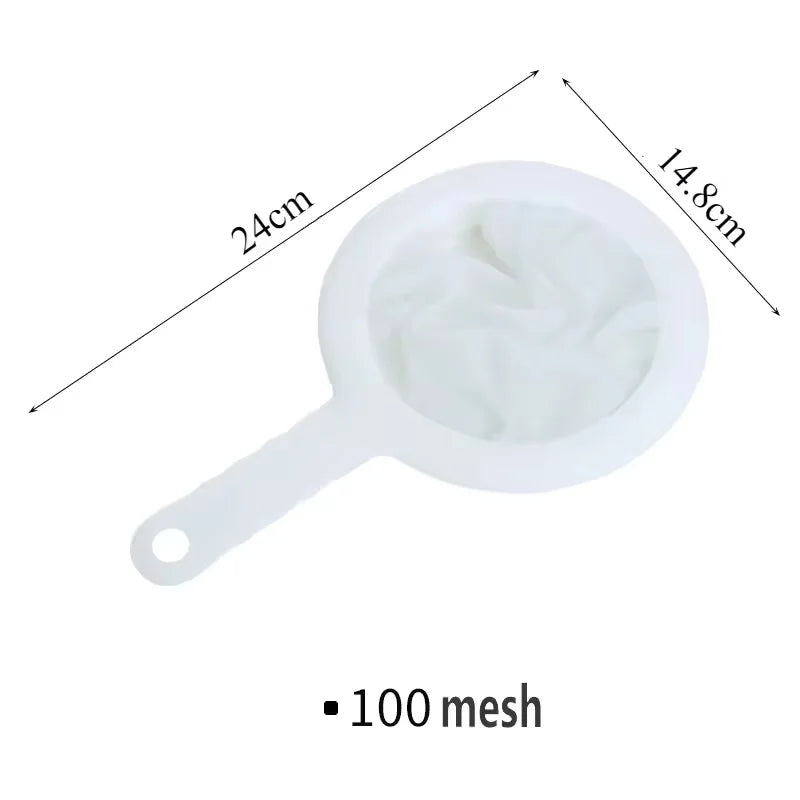 100/200/400 Mesh Ultra Fine Filter Mesh Strainer Spoon Sieve Washable High Density Nylon Screening Colander for Coffee Yogurt Qme 200 Mesh