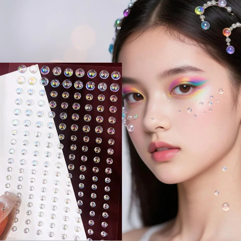 Multi Size Crystal Water Drop Stickers 3D Teardrop Clear Resin Glass Self Adhesive Makeup Tattoo Sticker for Party Stage Cosplay Qme Colorful 162pcs
