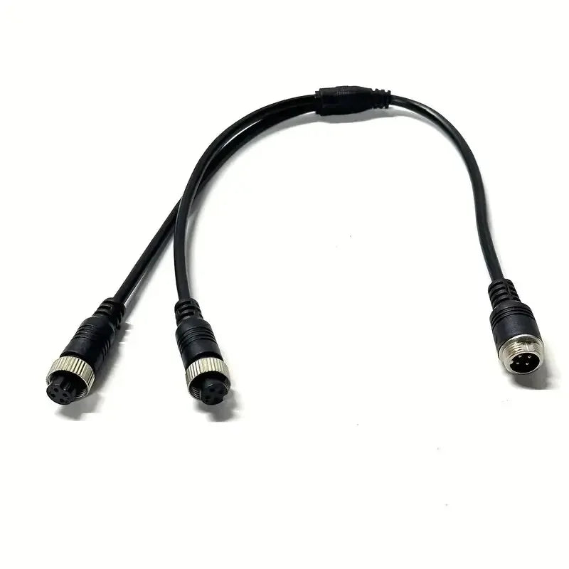 3PCS Aviation Head Cable 1 to 2 4-Core Monitoring Video Extension Cable Car AV Cable Qme