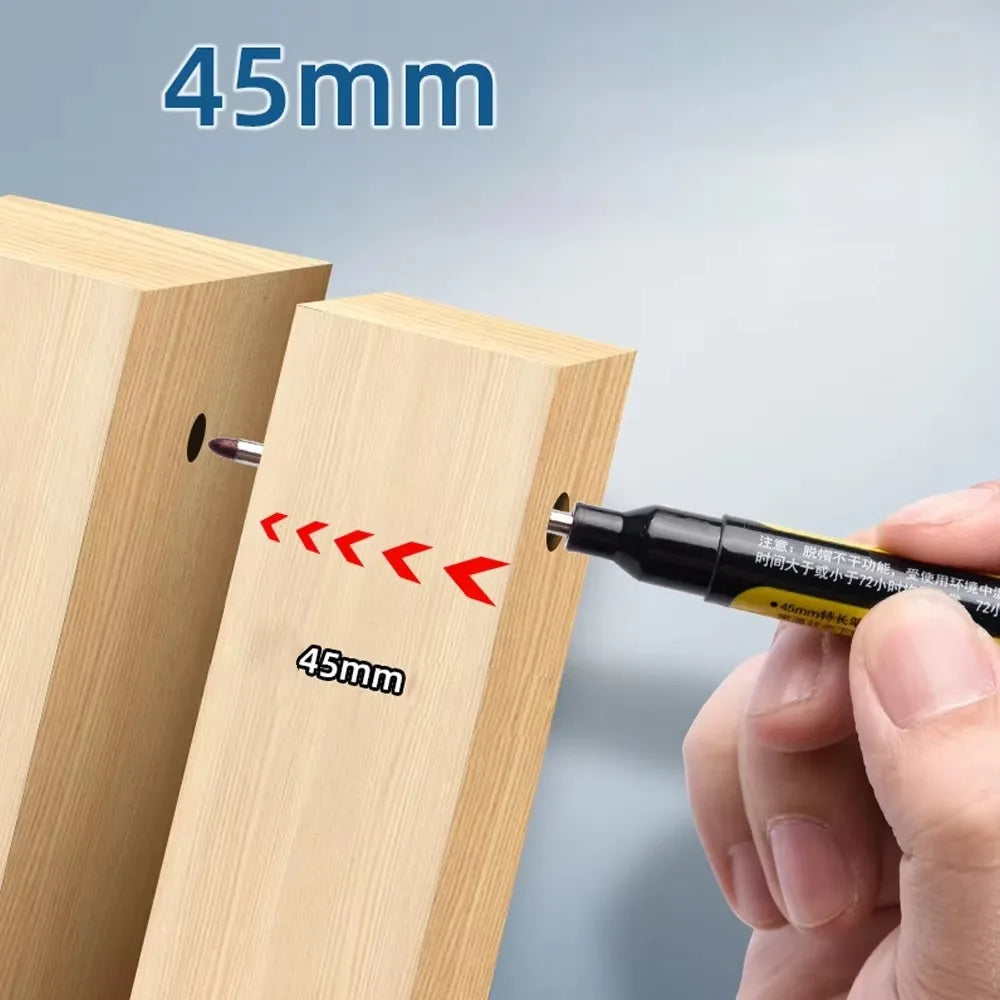 1-10Pcs Multi-Purpose 45mm Deep Drill Hole Long Nib Waterproof Marker Pens for Bathroom Woodworking Long Head Carpenter Pen Qme