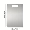 Premium Stainless Steel Cutting Board with Handle - Double-sided Design for Cutting Fruits, Vegetables, Bread, and Meat Qme 30 20cm