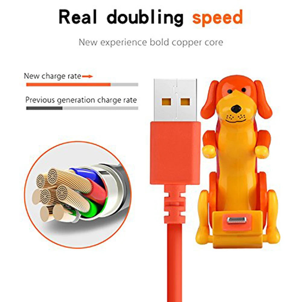 Cute Spotty Dog USB Charging Cable Funny Moving Puppy Design Fast Charger Cord Creative Type-C Data Cable for Smartphones Qme