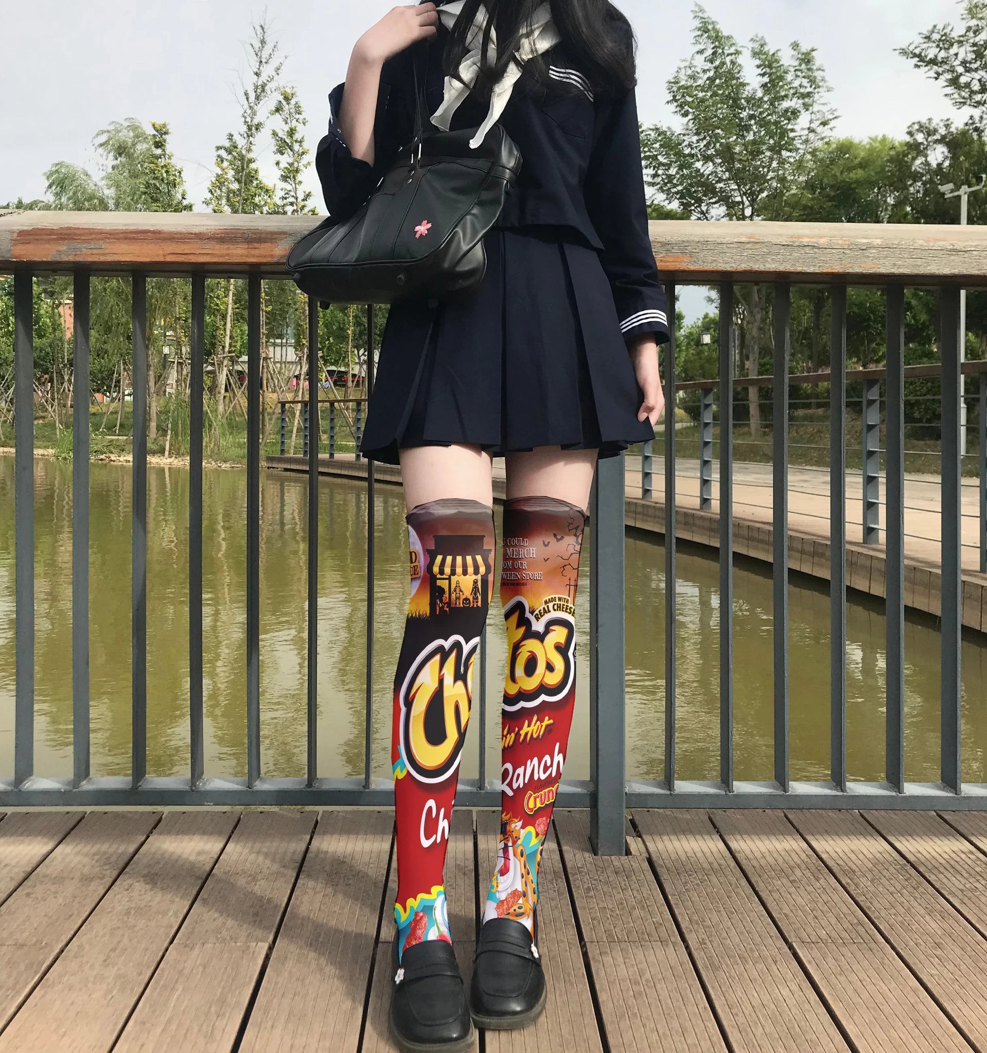 Fun Snacks Food Women's Stockings Skateboard Teen Harajuku Fashion Qme