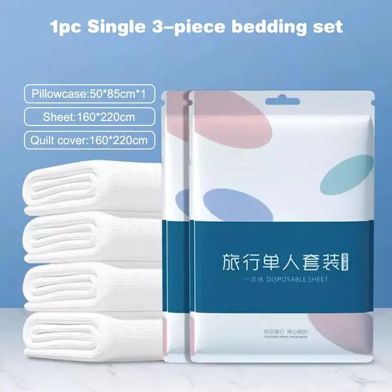Disposable 3/4-piece Bedding Set, Extra Thick Disposable Sheets, Duvet Covers, And Pillowcases For Hotels And Travel.. Qme A1 4pcs