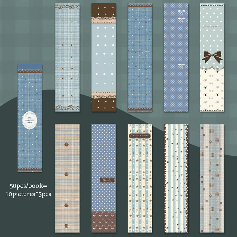 Caramel Retro Plaid Long Sticky Notes, Writable Memos, Junk Journal Base Paper, Great for Office and Study Use. Qme C