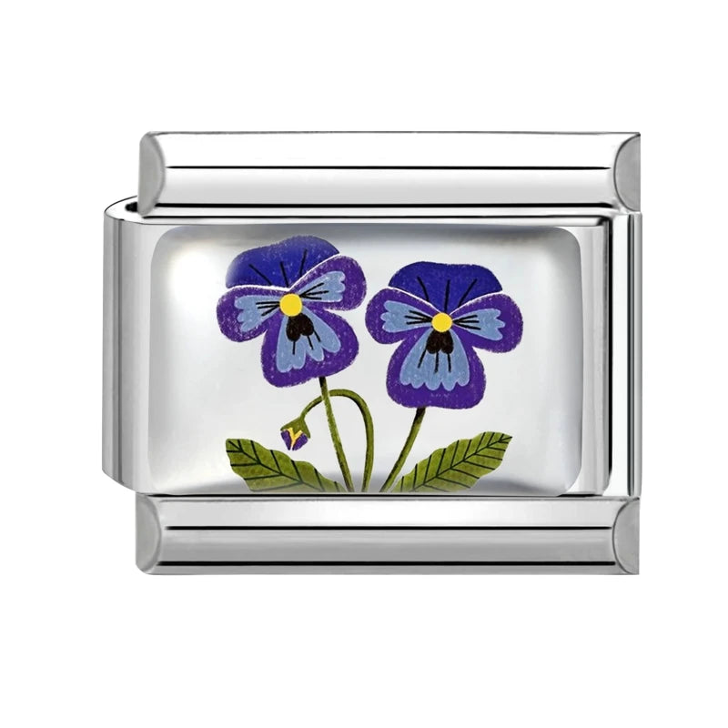 Colorful Brilliant Flowers Sunflower Lotus Tulip Charm Italian Link Fit 9mm Stainless Steel Bangles DIY Making Jewelry Bracelets Qme Style 1