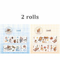 Healing Lifestyle Decorative Tape With Girly and Food Themed Elements, Perfect for Junk Journal Crafting and Back-to-School Gift Qme 2 rolls-B