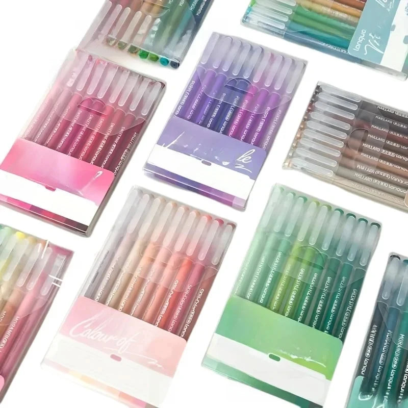 9-Pack Morandi Vintage Journal Pens, Multi-Color Graffiti Drawing Gel Pens with Refillable Cartridges Qme
