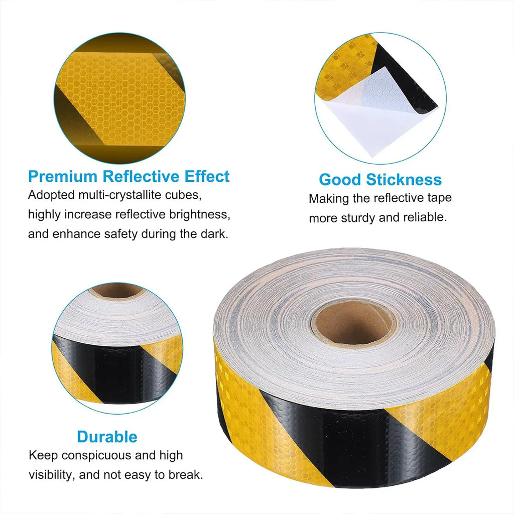 Yellow Twill Reflective Tapes Waterproof Adhesive Strips Hazard Reflector Warning Conspicuity Stickers Qme
