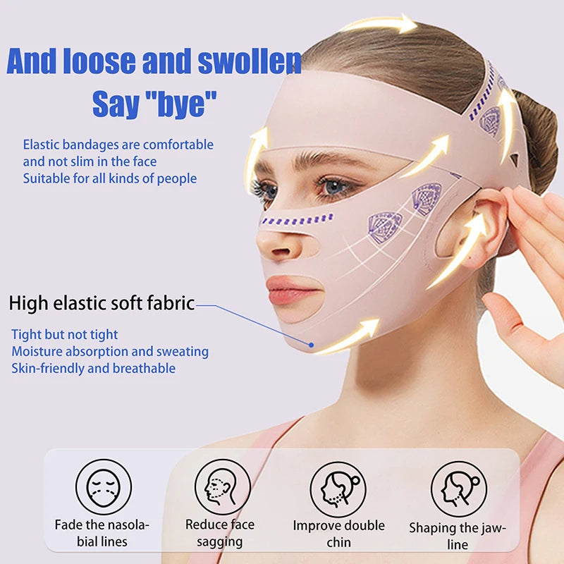 Threefold Pressurized Adjustable Face Sculpting Sleep Mask Elastic Qme