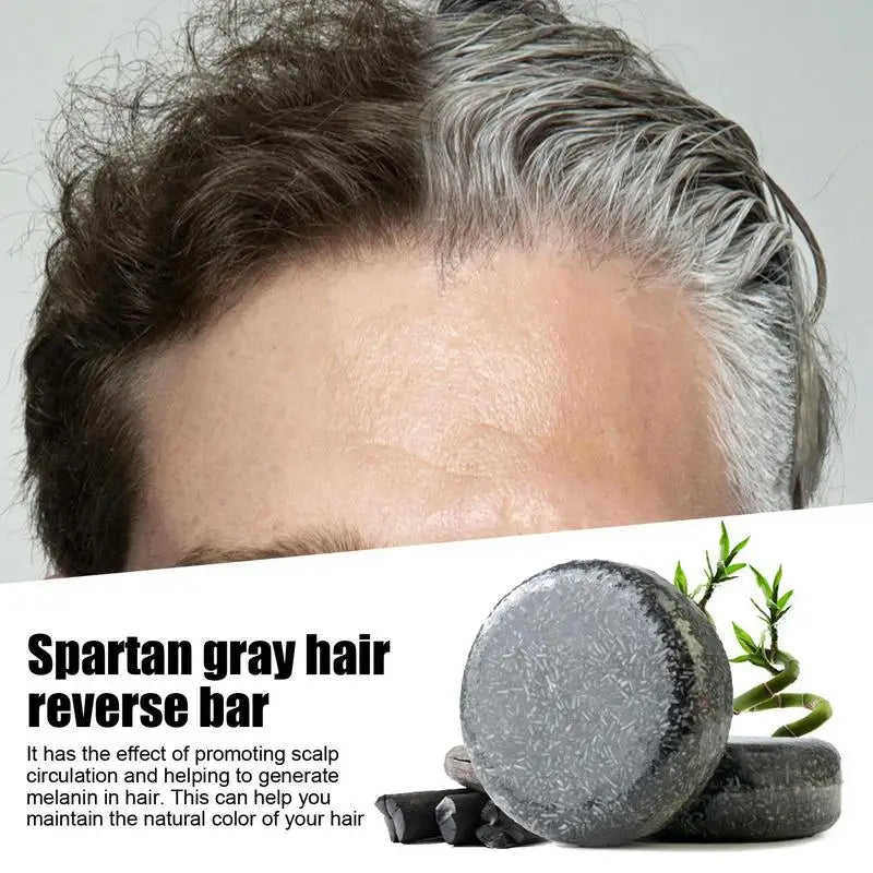 60g Hair Soap Hair Darkening Shampoo Bar Repair Gray White Hair Color Dye Hair Shampoo Natural Grey Gloss Black Soap Qme