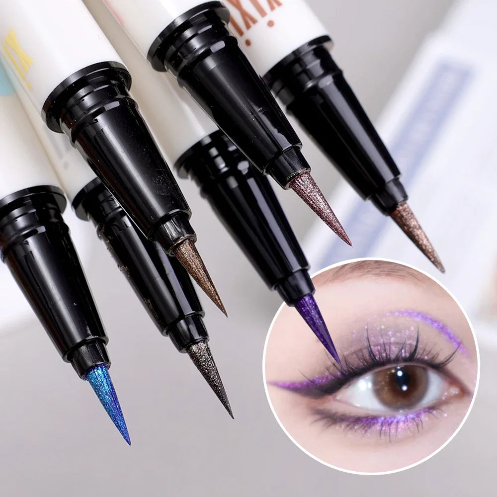 6 Colors Thin Pearlescent Eyeliner Liquid Pencil 3 in 1 Shiny Silkworm Eye Shadow Stick Lasting Smooth Glitter Eyeliner Makeup Qme