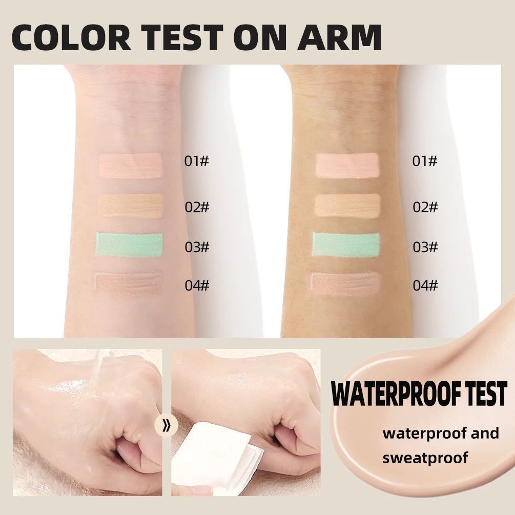 QIBEST 5ml Liquid Foundation Concealer Women Face Makeup Waterproof Oil-Control Concealer Base Cream Cover Dark Circles Cosmetic Qme