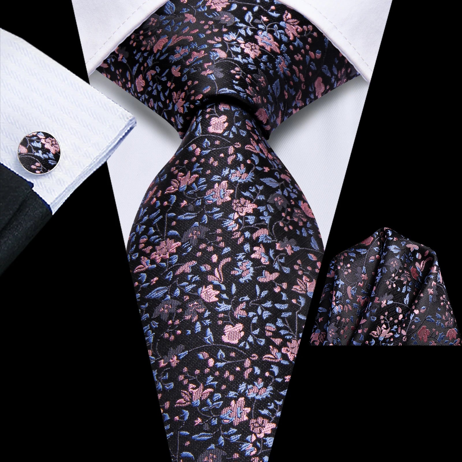 Hi-Tie Designer Blue Red Purple Novelty Tie For Men Handky Cufflink Gift Mens Necktie Business Party Dropshiping Wedding Qme HT-N-0172