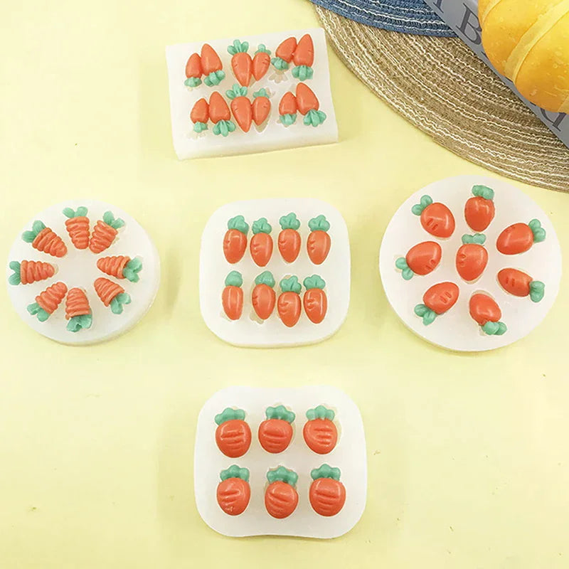 High Temperature Resistant Silicone Molds Mini Carrot Shape Cakes Molds Chocolate Candy Easter Cakes Baking Decoration Tools Qme
