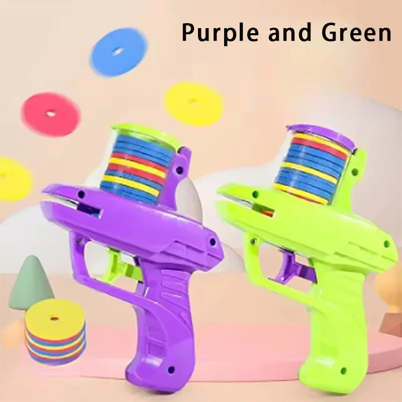 Funny cat toys Creative rotary gun with 15 reusable foam discs Pet hunting interactive toys suitable for cats and dogs Qme Purple and Green