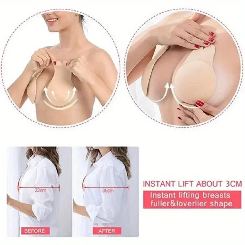 Silicone Breast Patches Breathable Adhesive Strapless Invisible Bra Qme