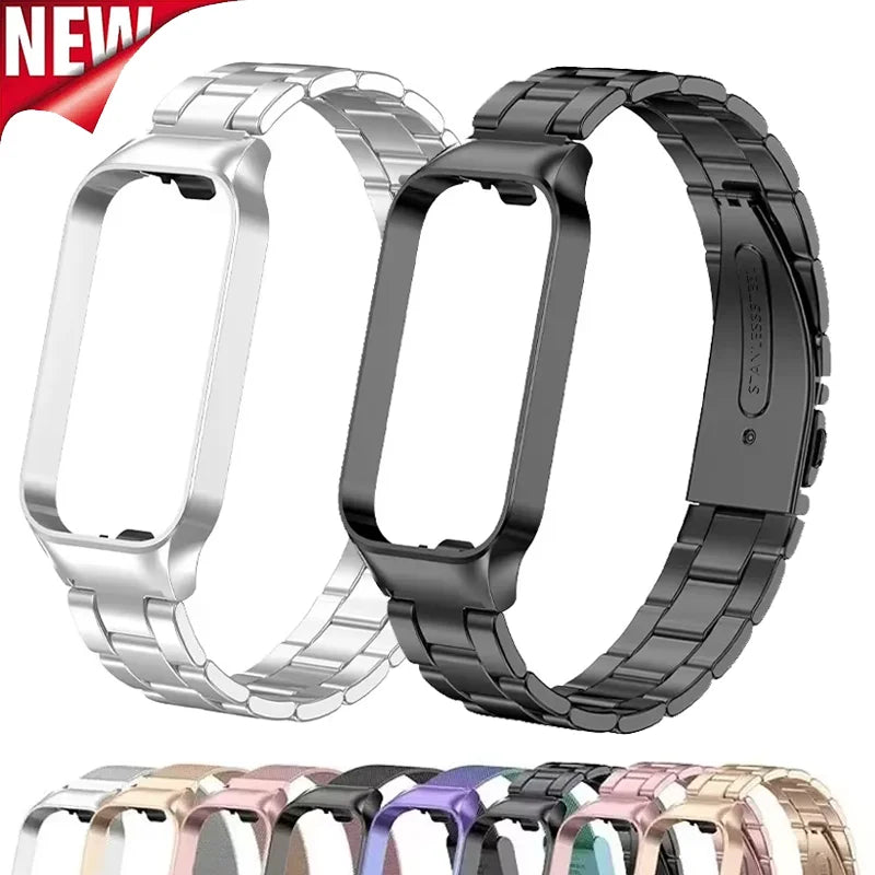 Strap For Xiaomi Mi Band 8 Active Bracelet for Xiaomi Smart Band 8 Active Stainless Steel Metal Watchband Mi Band 8 Active Qme