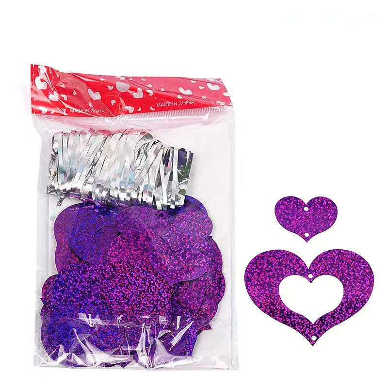 100Pcs Rain Silk Pendant Decoration Balloon Party Decoration Venue Layout Heart-shaped Balloon Sequin Pendant Decoration Qme Purple