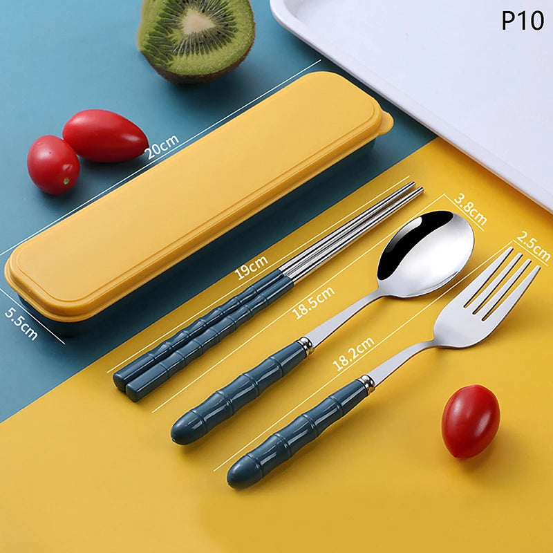 Chopsticks Spoons Forks Sets Stainless Steel Portable Tableware Qme 10