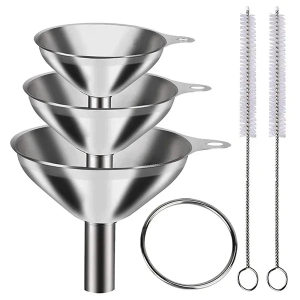 Stainless Steel Funnels Kitchen Food Grade Metal Filling Bottles Qme