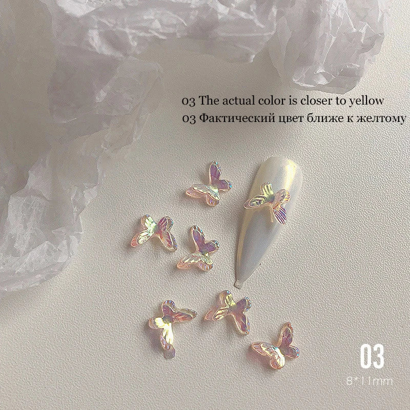 10/20pcs Aurora Glitter 3D Colorful Butterfly Nails Jewelry DIY Resin Manicure Decals Nail Art Decorations Accessories 2021 New Qme 10pcs-03