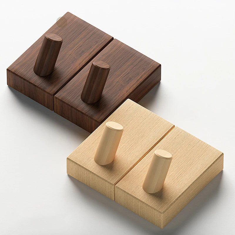 2psc Kitchen Towel Key Holder Walnut Wood Wall Hooks Hangers No Drill Qme