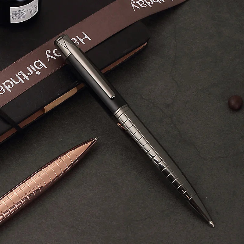 1 Pc Business High-end Metal Rotating Ballpoint Pen, 1.0mm Medium Ball Point Black Ink,Durable,Smooth Writing Office Supplies Qme