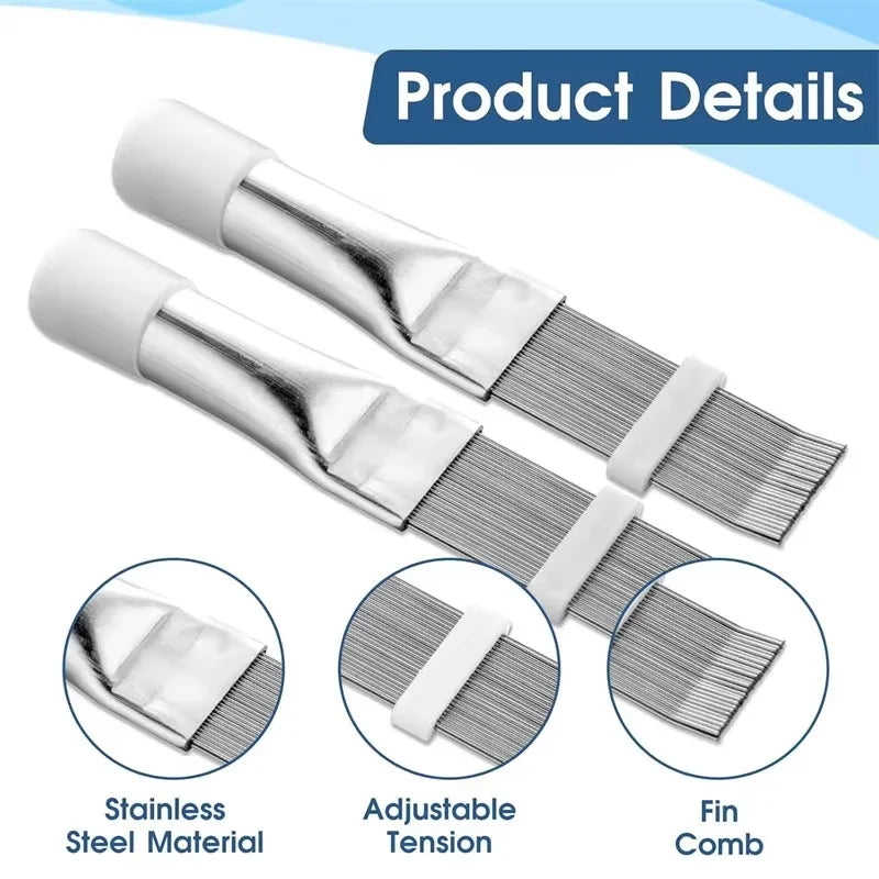 Air Conditioner Fin Cleaning Comb Stainless Steel Condenser Radiator Fin Brush Cleaner Repair Tool Coil Comb Household Cleaning Qme