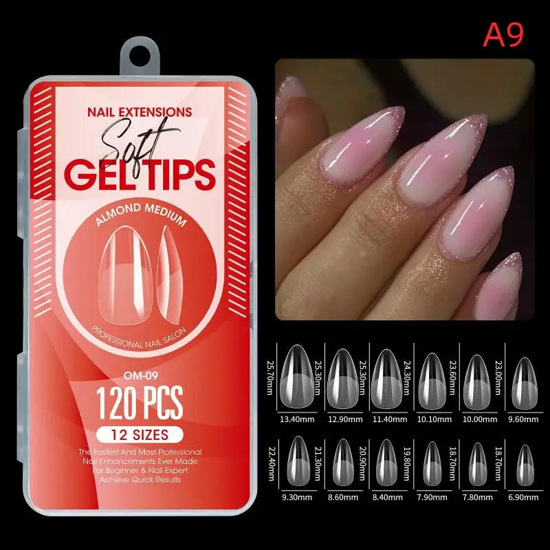 1box False Nail Tips Clear Semi-frosted Full-coverage Soft Fake Nails Qme A9
