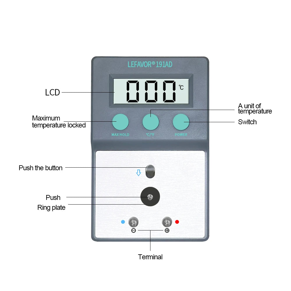 LF191AD Soldering Iron Tip Thermometer Temperature Tester 0-800 C 5 X Qme