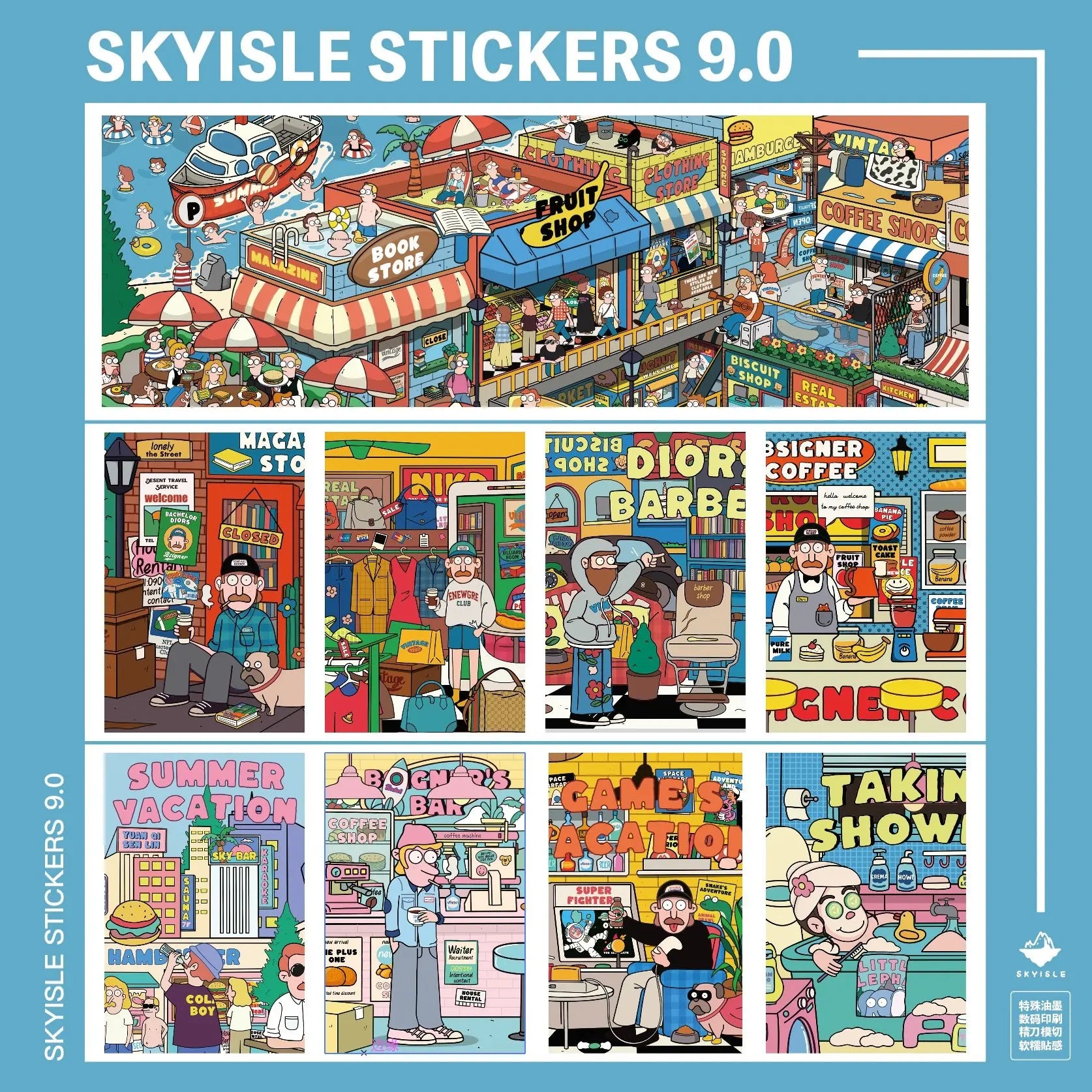 Cartoon American Comics Miniature Scene 3D Landscape Stickers DIY Scene Stacking Paste Handmade Creative Children's Cute Gifts Qme