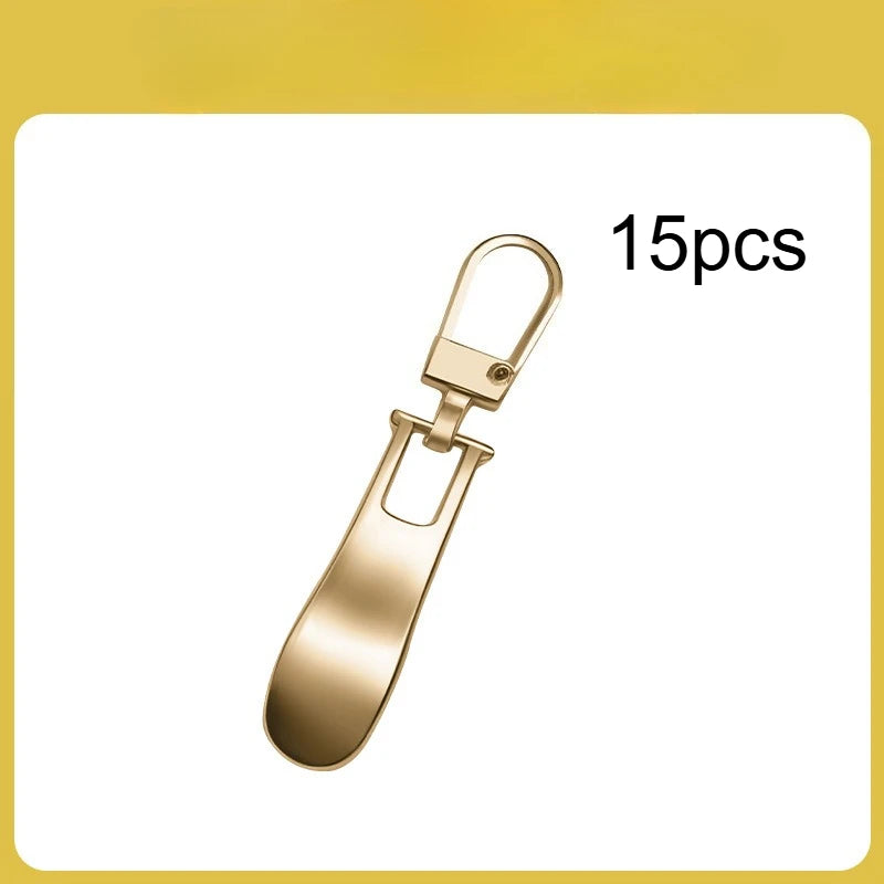 15pcs Wave Zipper Replacement Repair Head Handle Suitable for Luggage, Clothing, Jackets, Backpacks, Boots, Silvery/Golden Qme Golden-15pcs